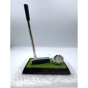 Stuart Austin Golf Desk Clock Pen Holder Blank Plaque Set NEW
